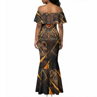 Aten Mermaid Dress Ancient Egyptian Cracked Stone Hieroglyph, Solar Eclipse Emblem, and Radiant Sunburst - Wonder Print Shop