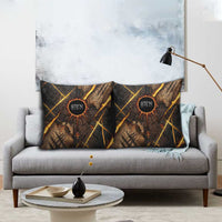 Aten Pillow Cover Ancient Egyptian Cracked Stone Hieroglyph, Solar Eclipse Emblem, and Radiant Sunburst - Wonder Print Shop
