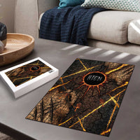 Aten Puzzle Ancient Egyptian Cracked Stone Hieroglyph, Solar Eclipse Emblem, and Radiant Sunburst - Wonder Print Shop