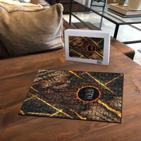 Aten Puzzle Ancient Egyptian Cracked Stone Hieroglyph, Solar Eclipse Emblem, and Radiant Sunburst - Wonder Print Shop