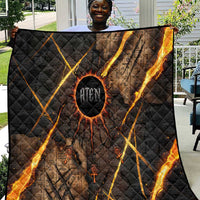 Aten Quilt Ancient Egyptian Cracked Stone Hieroglyph, Solar Eclipse Emblem, and Radiant Sunburst - Wonder Print Shop