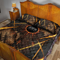 Aten Quilt Bed Set Ancient Egyptian Cracked Stone Hieroglyph, Solar Eclipse Emblem, and Radiant Sunburst - Wonder Print Shop