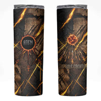 Aten Skinny Tumbler Ancient Egyptian Cracked Stone Hieroglyph, Solar Eclipse Emblem, and Radiant Sunburst - Wonder Print Shop