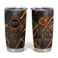 Aten Tumbler Cup Ancient Egyptian Cracked Stone Hieroglyph, Solar Eclipse Emblem, and Radiant Sunburst - Wonder Print Shop