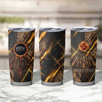 Aten Tumbler Cup Ancient Egyptian Cracked Stone Hieroglyph, Solar Eclipse Emblem, and Radiant Sunburst - Wonder Print Shop