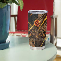 Aten Tumbler Cup Ancient Egyptian Cracked Stone Hieroglyph, Solar Eclipse Emblem, and Radiant Sunburst - Wonder Print Shop