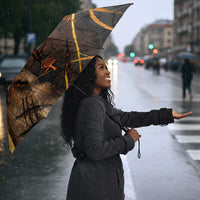 Aten Umbrella Ancient Egyptian Cracked Stone Hieroglyph, Solar Eclipse Emblem, and Radiant Sunburst - Wonder Print Shop