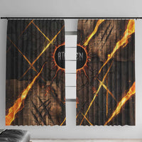 Aten Window Curtain Ancient Egyptian Cracked Stone Hieroglyph, Solar Eclipse Emblem, and Radiant Sunburst - Wonder Print Shop