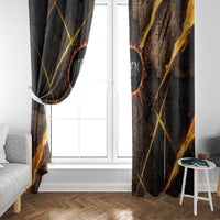 Aten Window Curtain Ancient Egyptian Cracked Stone Hieroglyph, Solar Eclipse Emblem, and Radiant Sunburst - Wonder Print Shop