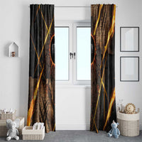 Aten Window Curtain Ancient Egyptian Cracked Stone Hieroglyph, Solar Eclipse Emblem, and Radiant Sunburst - Wonder Print Shop