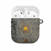 Aten Ancient Egyptian AirPods Case with Gray Astronomical Chart, Radiant Sun Disc Emblem, and Ankh - Wonder Print Shop
