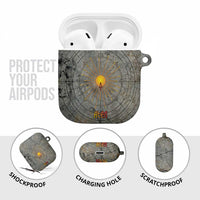 Aten Ancient Egyptian AirPods Case with Gray Astronomical Chart, Radiant Sun Disc Emblem, and Ankh - Wonder Print Shop