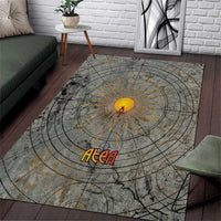 Aten Ancient Egyptian Area Rug with Gray Astronomical Chart, Radiant Sun Disc Emblem, and Ankh - Wonder Print Shop