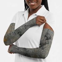 Aten Ancient Egyptian Arm Sleeves with Gray Astronomical Chart, Radiant Sun Disc Emblem, and Ankh - Wonder Print Shop
