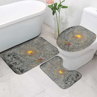 Aten Ancient Egyptian Bathroom Set with Gray Astronomical Chart, Radiant Sun Disc Emblem, and Ankh - Wonder Print Shop