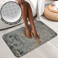 Aten Ancient Egyptian Bathroom Set with Gray Astronomical Chart, Radiant Sun Disc Emblem, and Ankh - Wonder Print Shop
