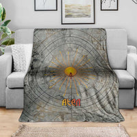 Aten Ancient Egyptian Blanket with Gray Astronomical Chart, Radiant Sun Disc Emblem, and Ankh - Wonder Print Shop