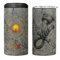 Aten Ancient Egyptian 4 in 1 Can Cooler Tumbler with Gray Astronomical Chart, Radiant Sun Disc Emblem, and Ankh - Wonder Print Shop
