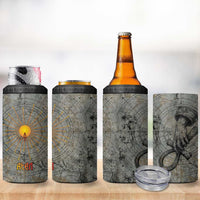 Aten Ancient Egyptian 4 in 1 Can Cooler Tumbler with Gray Astronomical Chart, Radiant Sun Disc Emblem, and Ankh - Wonder Print Shop