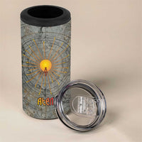 Aten Ancient Egyptian 4 in 1 Can Cooler Tumbler with Gray Astronomical Chart, Radiant Sun Disc Emblem, and Ankh - Wonder Print Shop