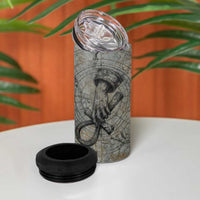Aten Ancient Egyptian 4 in 1 Can Cooler Tumbler with Gray Astronomical Chart, Radiant Sun Disc Emblem, and Ankh - Wonder Print Shop