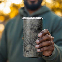 Aten Ancient Egyptian 4 in 1 Can Cooler Tumbler with Gray Astronomical Chart, Radiant Sun Disc Emblem, and Ankh - Wonder Print Shop