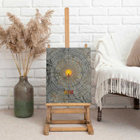 Aten Ancient Egyptian Canvas Wall Art with Gray Astronomical Chart, Radiant Sun Disc Emblem, and Ankh - Wonder Print Shop