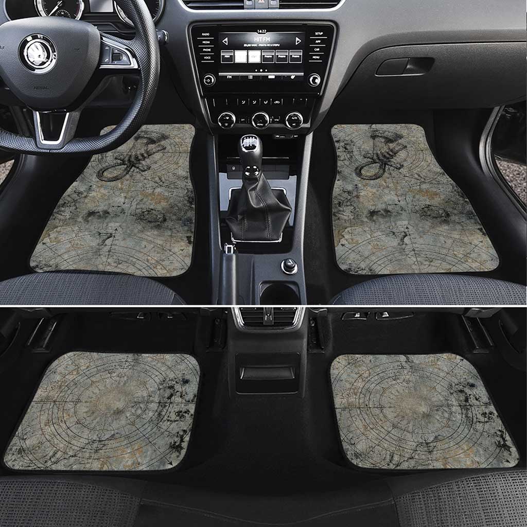 Aten Ancient Egyptian Car Mats with Gray Astronomical Chart, Radiant Sun Disc Emblem, and Ankh - Wonder Print Shop