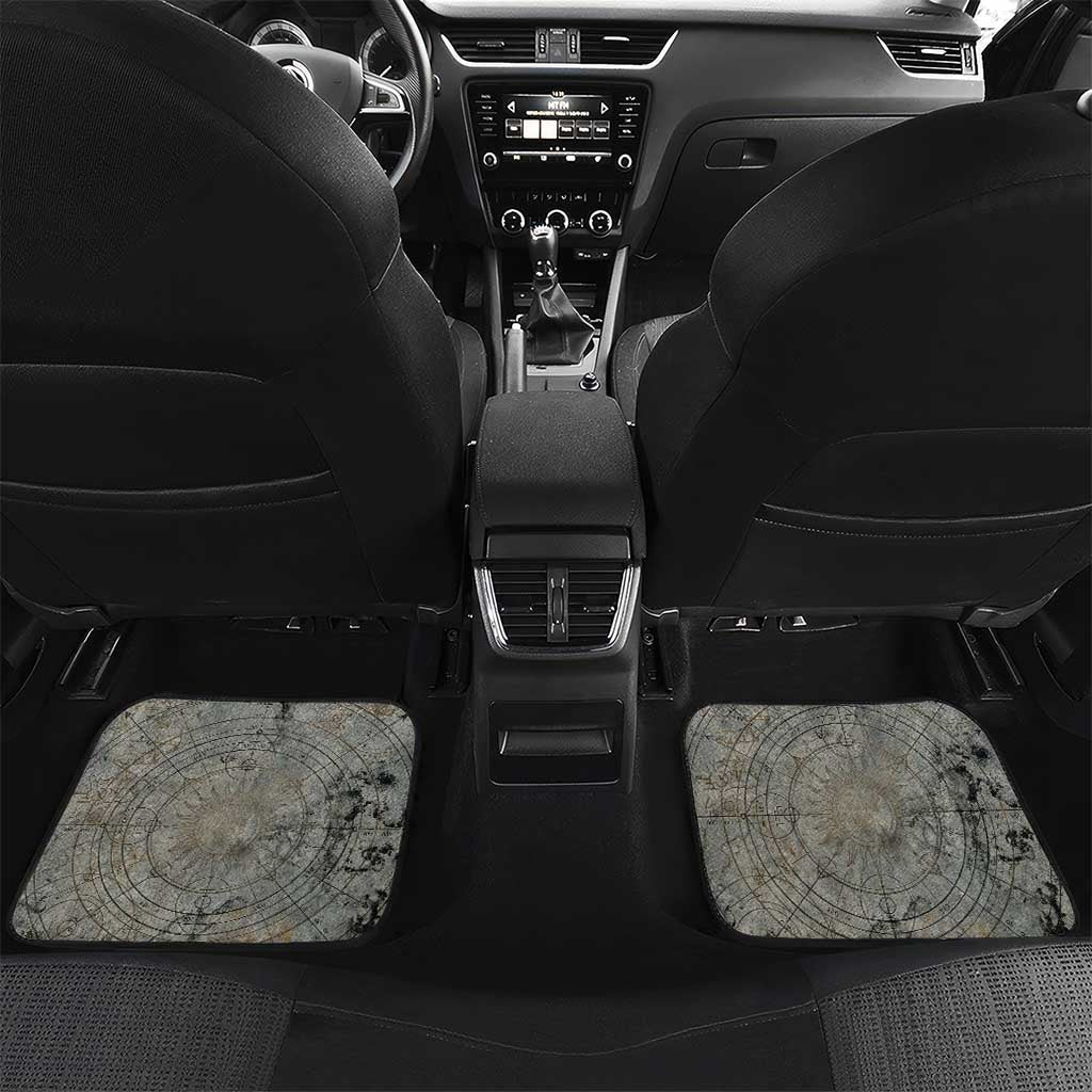 Aten Ancient Egyptian Car Mats with Gray Astronomical Chart, Radiant Sun Disc Emblem, and Ankh - Wonder Print Shop