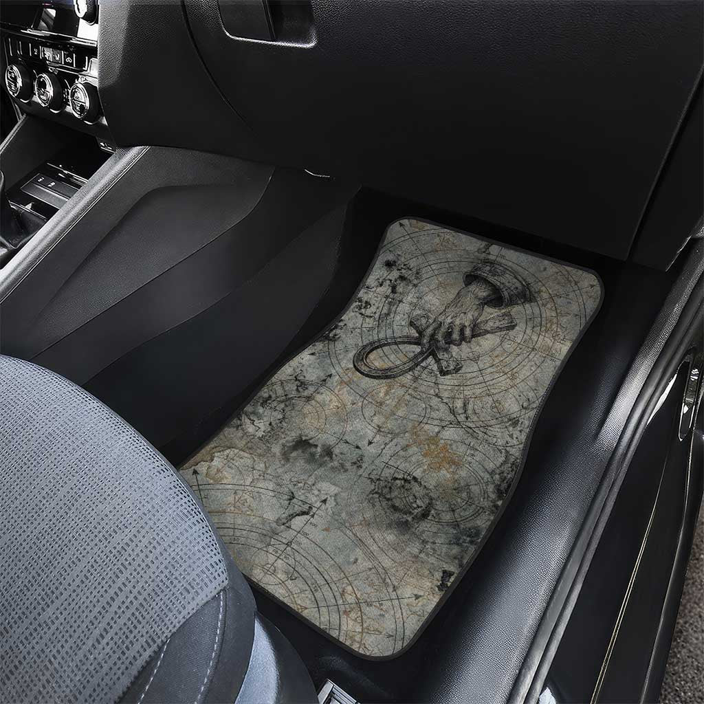 Aten Ancient Egyptian Car Mats with Gray Astronomical Chart, Radiant Sun Disc Emblem, and Ankh - Wonder Print Shop