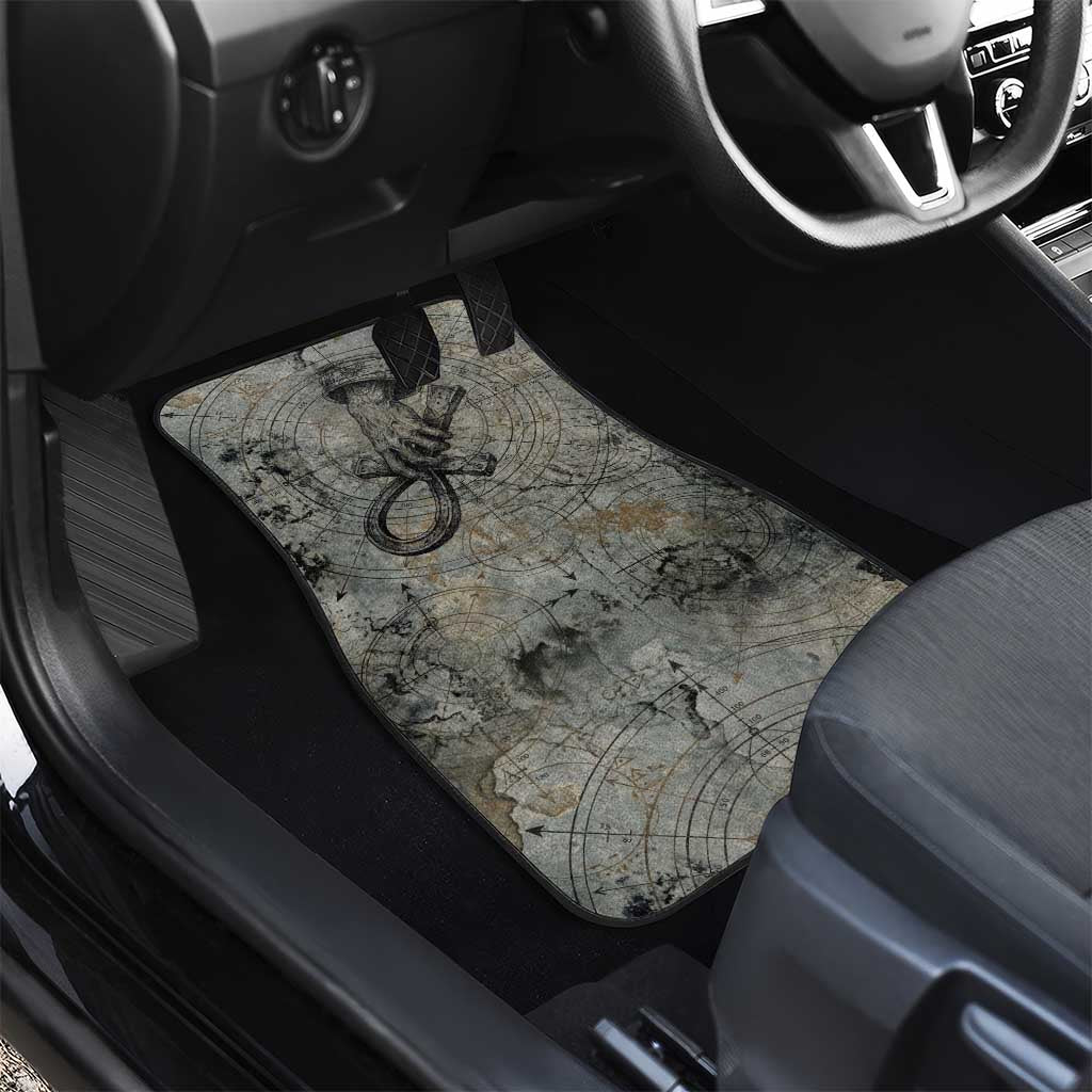 Aten Ancient Egyptian Car Mats with Gray Astronomical Chart, Radiant Sun Disc Emblem, and Ankh - Wonder Print Shop