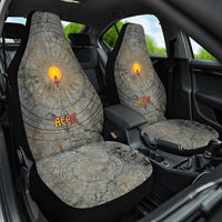Aten Ancient Egyptian Car Seat Cover with Gray Astronomical Chart, Radiant Sun Disc Emblem, and Ankh - Wonder Print Shop