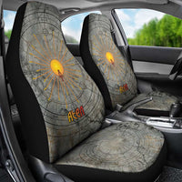 Aten Ancient Egyptian Car Seat Cover with Gray Astronomical Chart, Radiant Sun Disc Emblem, and Ankh - Wonder Print Shop