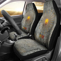 Aten Ancient Egyptian Car Seat Cover with Gray Astronomical Chart, Radiant Sun Disc Emblem, and Ankh - Wonder Print Shop