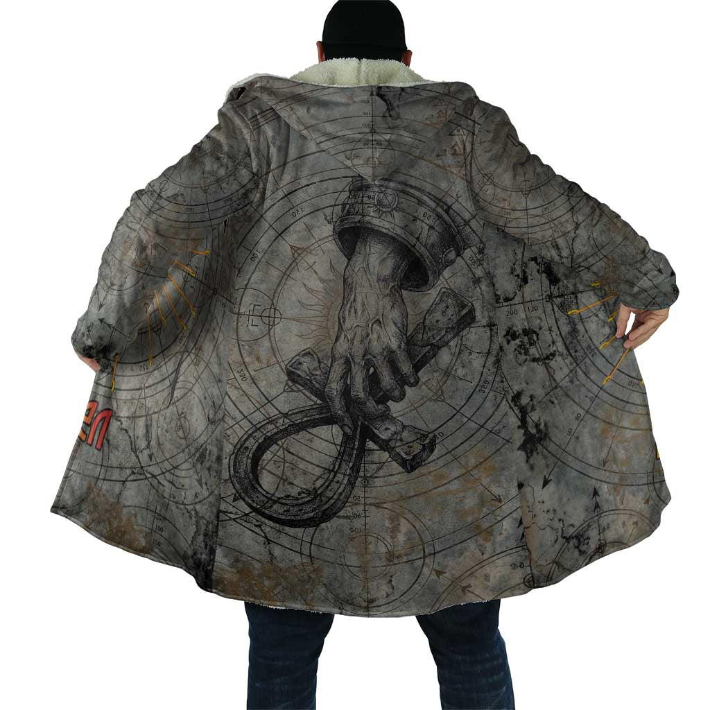 Aten Ancient Egyptian Cloak with Gray Astronomical Chart, Radiant Sun Disc Emblem, and Ankh - Wonder Print Shop