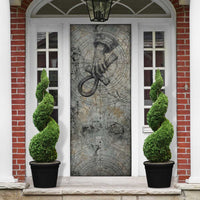 Aten Ancient Egyptian Door Cover with Gray Astronomical Chart, Radiant Sun Disc Emblem, and Ankh - Wonder Print Shop