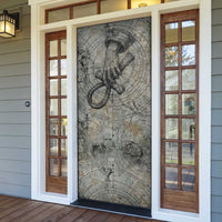 Aten Ancient Egyptian Door Cover with Gray Astronomical Chart, Radiant Sun Disc Emblem, and Ankh - Wonder Print Shop