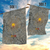 Aten Ancient Egyptian Garden Flag with Gray Astronomical Chart, Radiant Sun Disc Emblem, and Ankh - Wonder Print Shop