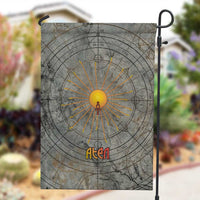 Aten Ancient Egyptian Garden Flag with Gray Astronomical Chart, Radiant Sun Disc Emblem, and Ankh - Wonder Print Shop