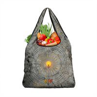 Aten Ancient Egyptian Grocery Bag with Gray Astronomical Chart, Radiant Sun Disc Emblem, and Ankh - Wonder Print Shop
