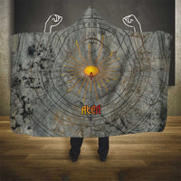 Aten Ancient Egyptian Hooded Blanket with Gray Astronomical Chart, Radiant Sun Disc Emblem, and Ankh - Wonder Print Shop