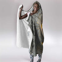 Aten Ancient Egyptian Hooded Blanket with Gray Astronomical Chart, Radiant Sun Disc Emblem, and Ankh - Wonder Print Shop