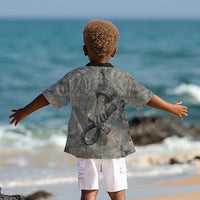 Aten Ancient Egyptian Kid Hawaiian Shirt with Gray Astronomical Chart, Radiant Sun Disc Emblem, and Ankh - Wonder Print Shop