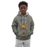 Aten Ancient Egyptian Kid Hoodie with Gray Astronomical Chart, Radiant Sun Disc Emblem, and Ankh - Wonder Print Shop