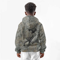 Aten Ancient Egyptian Kid Hoodie with Gray Astronomical Chart, Radiant Sun Disc Emblem, and Ankh - Wonder Print Shop