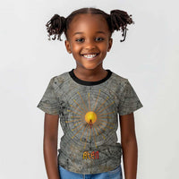 Aten Ancient Egyptian Kid T shirt with Gray Astronomical Chart, Radiant Sun Disc Emblem, and Ankh - Wonder Print Shop