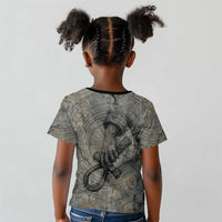 Aten Ancient Egyptian Kid T shirt with Gray Astronomical Chart, Radiant Sun Disc Emblem, and Ankh - Wonder Print Shop