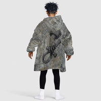 Aten Ancient Egyptian Kid Wearable Blanket Hoodie with Gray Astronomical Chart, Radiant Sun Disc Emblem, and Ankh - Wonder Print Shop