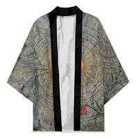 Aten Ancient Egyptian Kimono with Gray Astronomical Chart, Radiant Sun Disc Emblem, and Ankh - Wonder Print Shop