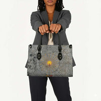 Aten Ancient Egyptian Leather Bag with Gray Astronomical Chart, Radiant Sun Disc Emblem, and Ankh - Wonder Print Shop
